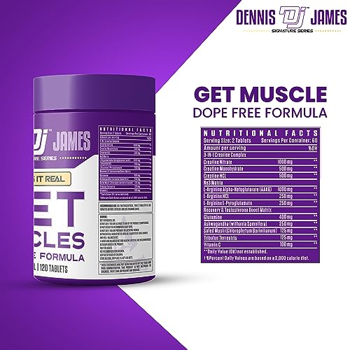 Image of Dennis James Signature Series Get Muscles | Dope-Free Formula | 120 Tablets - Premium Muscle Support for Athletes and Fitness Enthusiasts
