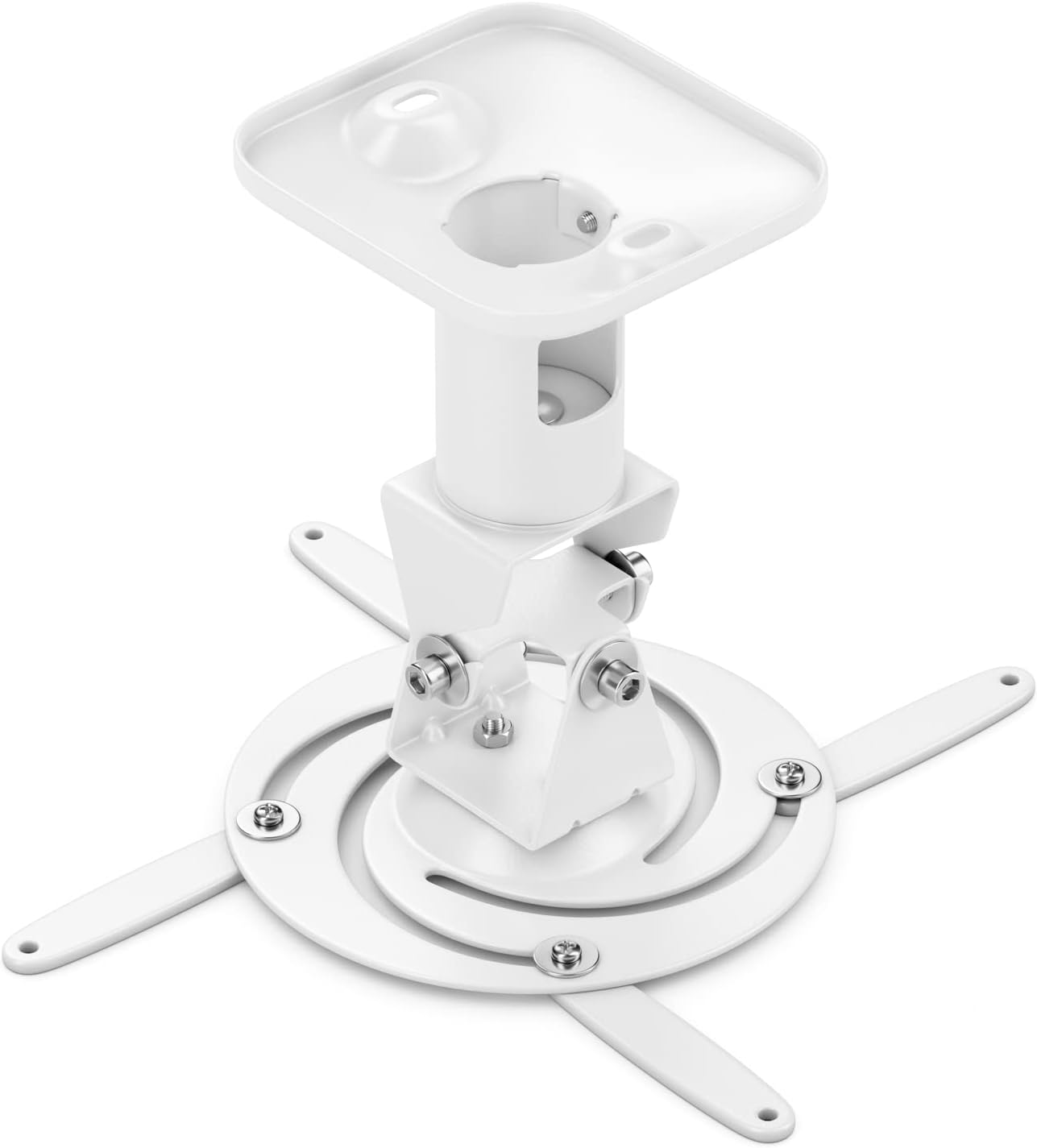 deleyCON Universal Ceiling Projector Mount + -25 ° Tilt, 360 ° Rotation – Up to 15 Kg/Distance from Ceiling 225 mm - Cable Guide – White