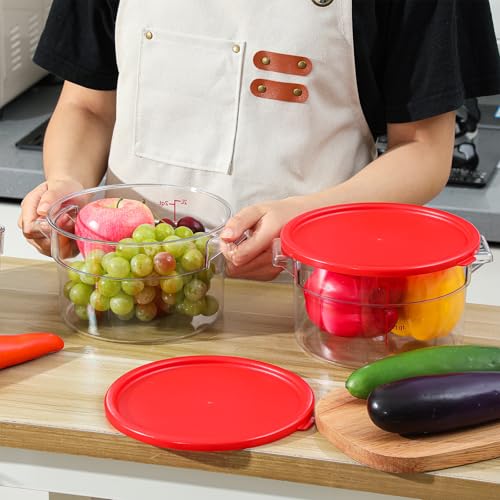Image of Ziliny 2 Pcs 2 Qt Dough Proofing Container with Lid and Red Scale, Red | Clear Round Food Storage Container, Food Grade Plastic, Easy Viewing Design, Airtight Lid, Dough Fermentation Kitchen Storage