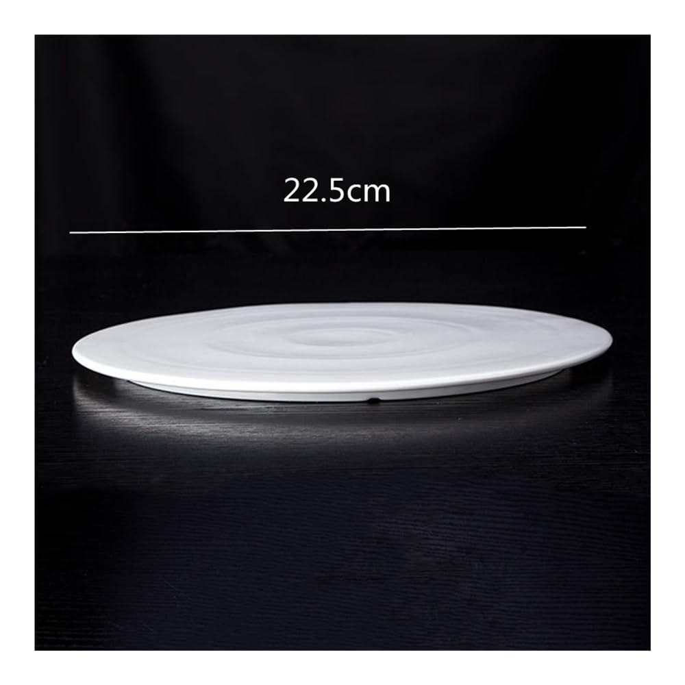 Talerze Obiadowe Biały ceramiczny okrągły talerz obiadowy z sushi i stekiem(22.5cm)