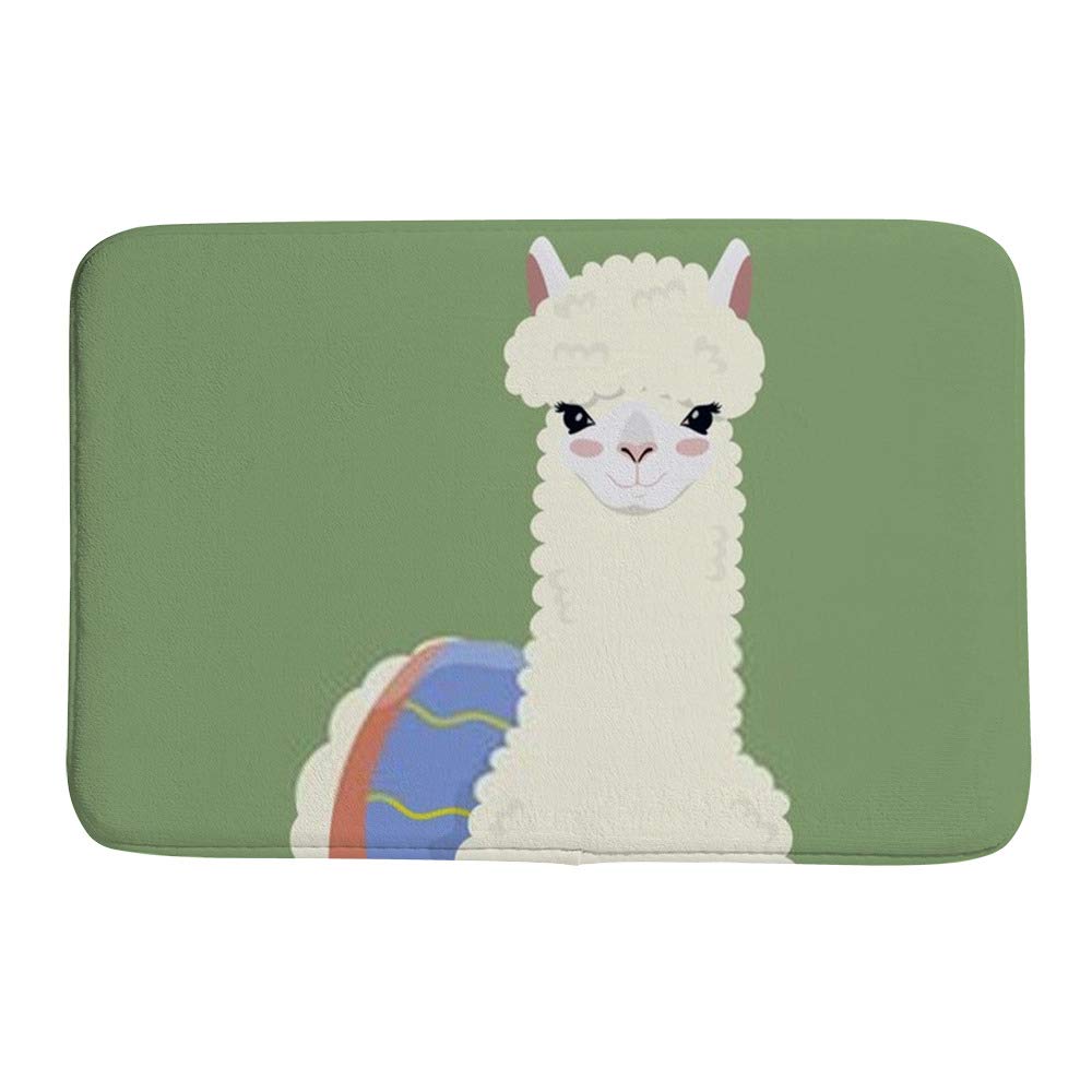 Tapis de bain antidérapant blanc 91x61 cm en velours corail avec motif dessin animé mignon