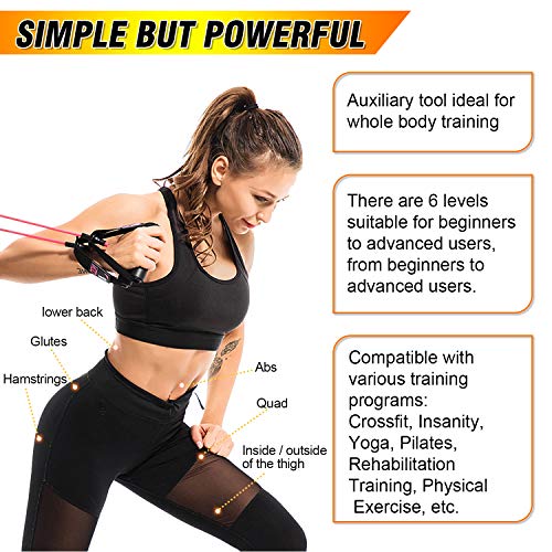 YUHENGLE Resistance Bands Set, 6-Piece Workout Exercise Bands with Door Anchor, Handles, Ankle Straps, Guide Book, Jump Rope, Stackable Up to 160 lbs, Perfect for Resistance Training, Physical Therapy