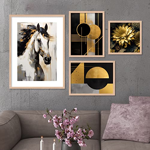 Image of kotart Aesthetic Modern Wall Decor Paintings with Frame for Home Decoration - Painting for Living Room Bedroom - Painting for Wall Decoration (14 x 18 inch) Set of 4 (Classic Wall Painting, 3)