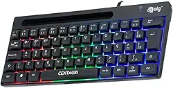 Teclado Gamer Centauri 60%, Membrana, ABNT2, Rainbow, Anti-Ghosting, com Pincel de Limpeza – Preto ELG
