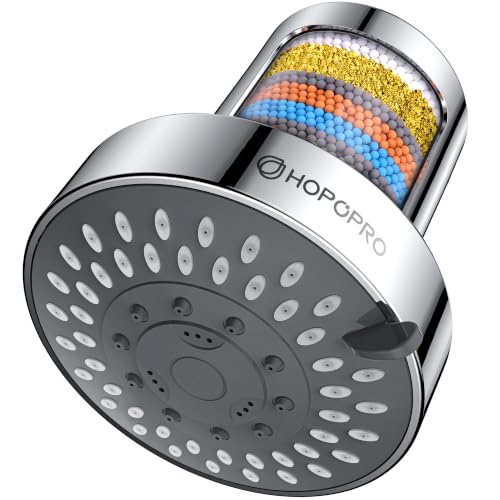 High Pressure 4' Filtered Shower Head with 5 Settings, Showerhead Filter