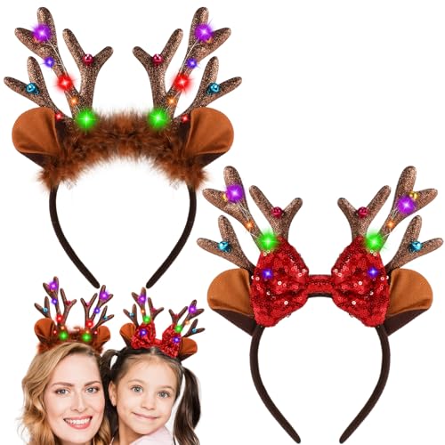 Illumina la Celebrazione: Il highlight dei nostri Cerchietti Natalizi sono le luci LED che aggiungono un bagliore magico al tuo abbigliamento festivo. Illumina la stanza e attira l'attenzione durante le feste di Natale e gli incontri sociali indossando questi sorprendenti cerchietti natalizi illuminati. Questi cerchietti natalizi si illuminano con 3 funzioni di luce LED: lampeggio veloce, lampeggio lento e scintillio.