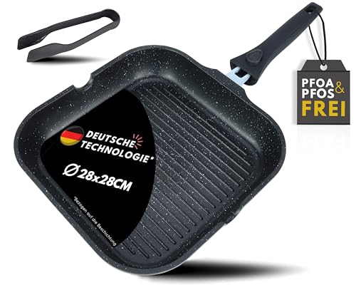 DIVORY Grillpfanne 28 cm – Gerippte Antihaft-Oberfläche...
