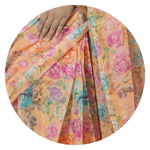 Image of MIRCHI FASHION Women Saree Cotton Abstract Printed | Lightweight Comfortable Sari for Office and Regular Daily Wear with Matching Blouse Piece