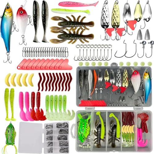 VHYUAH Fishing Lures 207PCS Plastic Fishing Tackles Set Fishing Kit