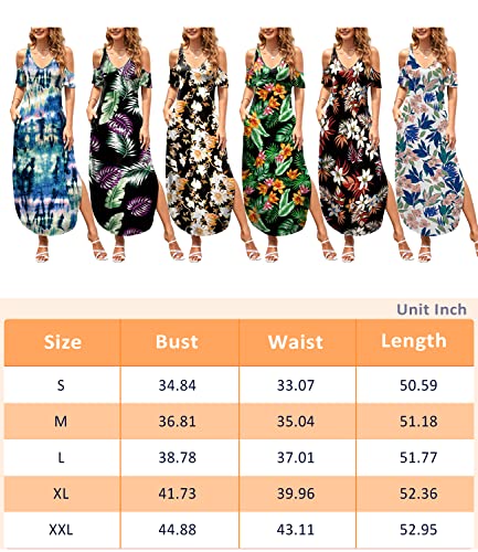 Gracyoga Maxi Dress For Women Casual Summer V Neck Cold Shoulder Short Sleeve Split Long Beach Dresses With Pockets #TOP5