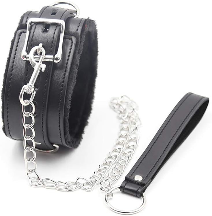 AOTNEG STAR Black Collar Pu Leather Choker Necklace with Chain for Women Ladies
