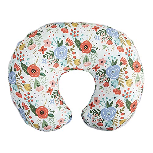 Image of Boppy Nursing Pillow Cover—Premium | Mint Floral | Soft, Quick-Dry Microfiber Fabric| Fits Bare Naked, Original and Luxe Breastfeeding Pillow | Awake Time Only