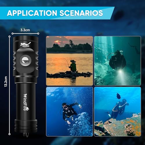 Image of WINDFIRE Dive Light Scuba Diving Flashlight Bright Underwater Flashlight