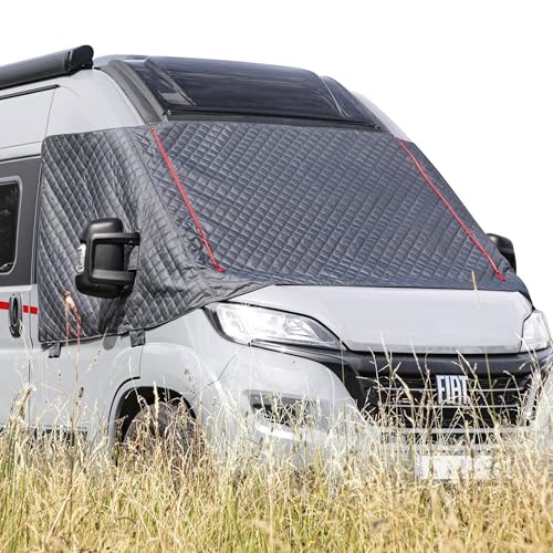ONVAYA Frontscheibenabdeckung passend für den FIAT Ducato X290 ab 2014 und Neuer Sichtschutz Wärmedämmung inkl. Transporttasche Windschutzscheibenabdeckung für Wohnmobil