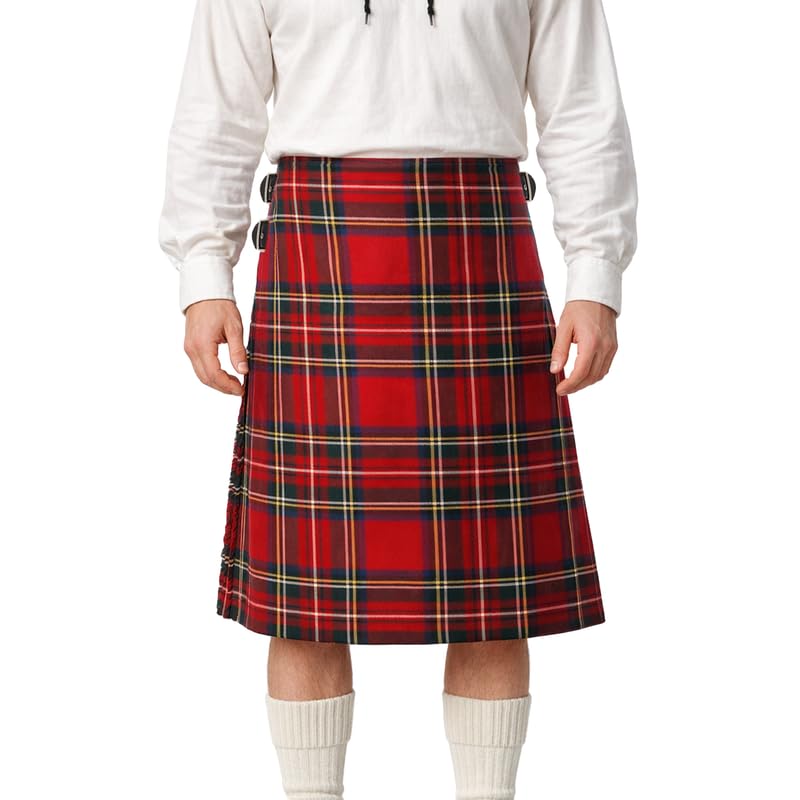 BRAW CLANS TARTANS Traditional Men's Kilt - 16oz Scottish 8 Yard Deluxe, Fringed Design with Extra Deep Pleats and Three Leather Straps - Special Occassions, Wedding