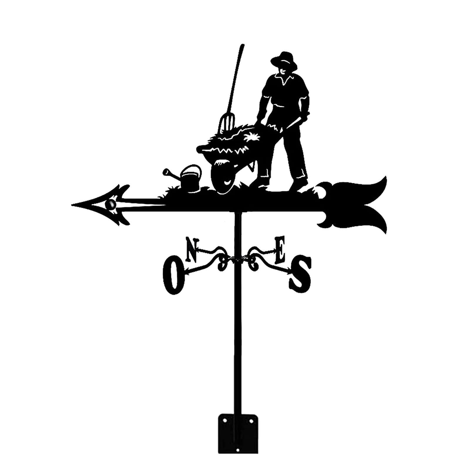 TAXXII Weathervane Farmer Wind Vane For Yard with Cattle Ornament Garden Stake Measuring Tool Easy Use Metal Direction Indicator