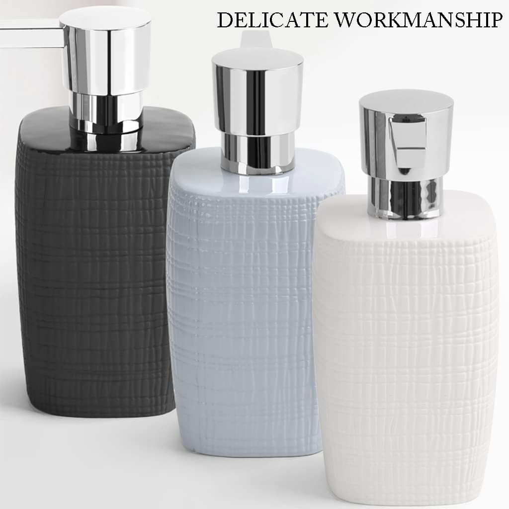 NZPOST Distributore di Sapone Ricaricabile Distributore di Sapone con Pompa per Bagno Distributori di lozione in Ceramica Distributore di Sapone Rettangolare Ricaricabile da 13 Once (Redabrown)