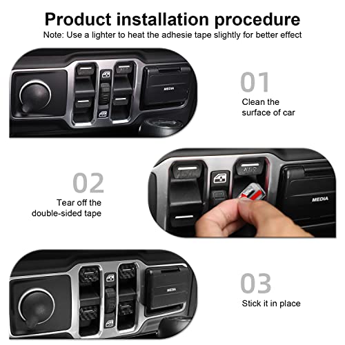 Cherocar For Jeep Jl Window Switch Button Cover Trim Interior Accessories For Jeep Wrangler Jl Jlu Gladiator Jt 2018-2021 (Carbon Fiber) #TOP4