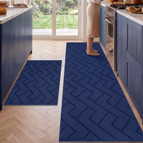 Image of hicorfe Kitchen Runner Rug,24 inchx71 inch+24 inchx35 inch Kitchen Set,Non-Slip Kitchen Mat