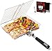SHIZZO Grillkorb, Barbecue-Bbq-Grillkorb, Große Faltbare Grillkörbe Aus Edelstahl Mit Griff, Tragbarer Outdoor-Camping-Grillrost Für Fisch, Garnelen, Gemüse