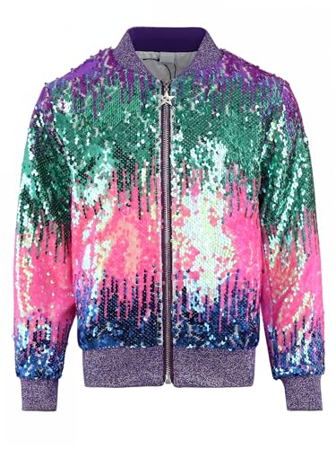 Image of 2Bunnies Girl Ombre Pastel Gradient Shimmer Sparkle Colorful Sequin Bomber Jacket