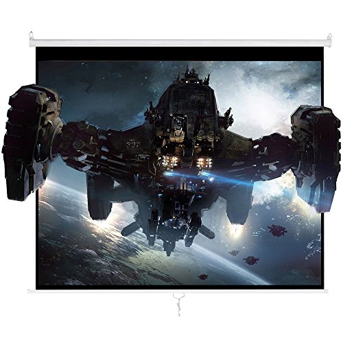 Cloud Mountain Manual Pull Down 120\" 4:3 HD Projector Screen w/Auto Lock Home Theater Office Wall Projection 1.3 Gain Matte White