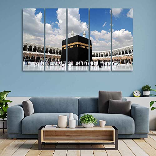 Image of VIBECRAFTS Masjid Al Haram Wall Painting of Five Pieces Set For Home|Office|Living Room|Gift (PTVC5Pcs4 8585)