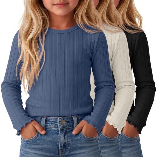 Image of 3 Pack Toddler Girls Cute Long Sleeve Cotton Shirts