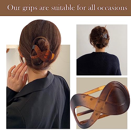 Foto von Fanjuanlan 3 Pcs Haarspangen, Damen Schildpatt Rutschfest Haarklammern, Dünnes Elegant Haar-Accessoire Haar Accessoire Frauen Mädchen Big Hair Clip (Schwarz/braun/kaffee farbe)