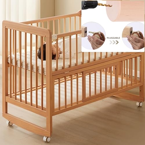 Lenkrollen für Kindermöbel,4 Stück Rollensatz Gummil Kinderbett,Räder mit Bremse Kinderbetten,Kinderbett-Räder,Geeignet für Kinderwagen, Kinderbetten, Möbel (Weiß)