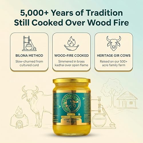 Image of GirOrganic A2 Ghee Butter Organic Grass Fed | Healthy Butter Alternative A2 Ghee Organic Grass Fed for Cooking & Daily Use, Keto Friendly, Non-GMO & Lactose-Free, 16 Oz