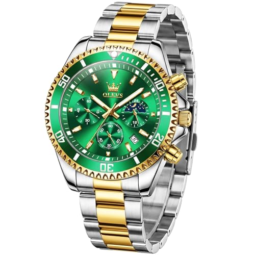 Image of OLEVS Mens Stainless Steel Watch Fashion Luxury Big Face Analog Waterproof