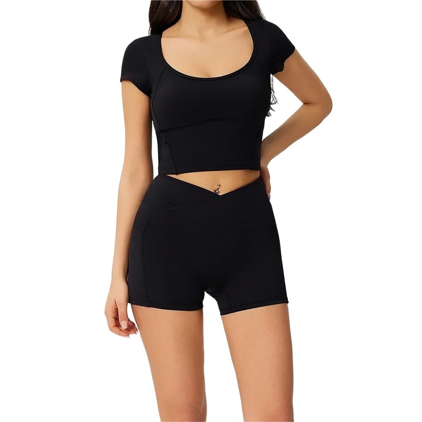 Conjunto Deportivo for Mujer, chándal for, Trajes de Yoga, Ropa Deportiva for Gimnasio, Mallas, Interior Entrenamiento, Manga Corta for
