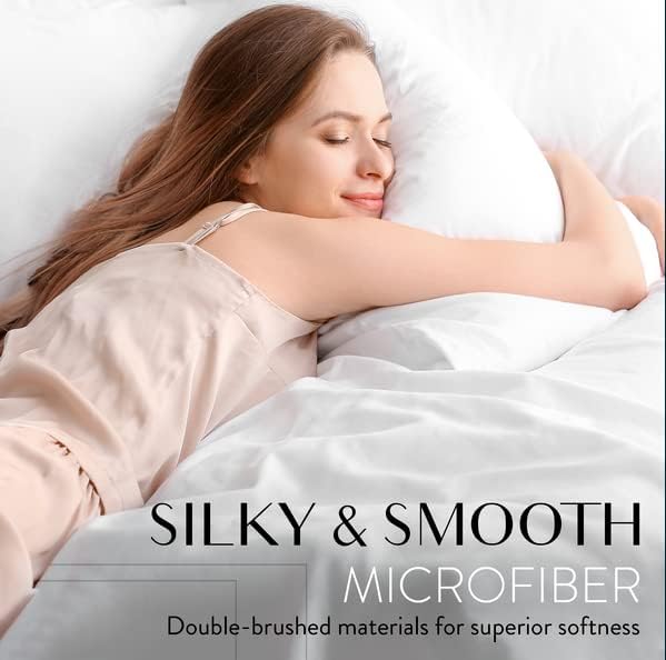 Miniatura 4 de Danjor Linens Juego de sábanas tamaño matrimonial para adolescentes, sábanas premium de hotel con 4 fundas de almohada, microfibra cepillada ligera