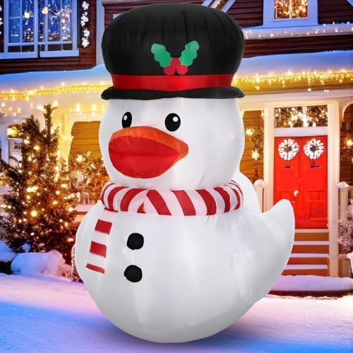 Leyndo 5FT Christmas Inflatables Decoration Outdoor Inflatables Duck with Build-in LEDs Lights Giant Blow Up Duck Wear Snowman Costume for Mall Garden Patio Lawn Indoor Party Leyndo 5FT Christmas Inflatables Decoration Outdoor Inflatables Duck with Build-in LEDs Lights Giant Blow Up Duck Wear Snowman Costume for Mall Garden Patio Lawn Indoor Party