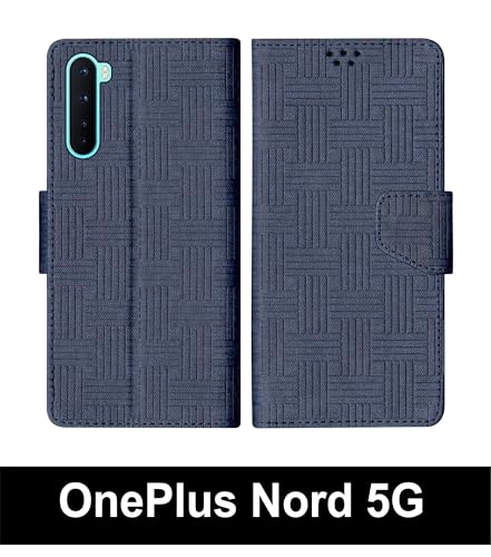 Image of SBMS Flip Cover Case for OnePlus Nord 5G Back Case Cover with Magnatic Closure | Inbuilt Stand | Card & Money Pocket (Mat Blue)