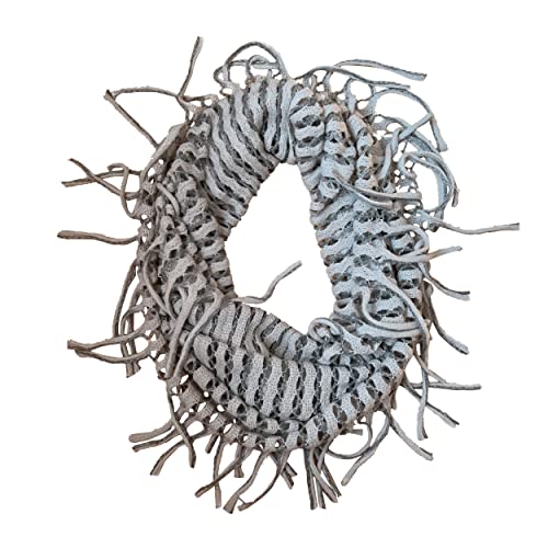 1Women's Winter Warm Fashion Fringe Net Tassel Neck Cozy Knit Cable Infinity Loop Cowl Scarf (Gray)