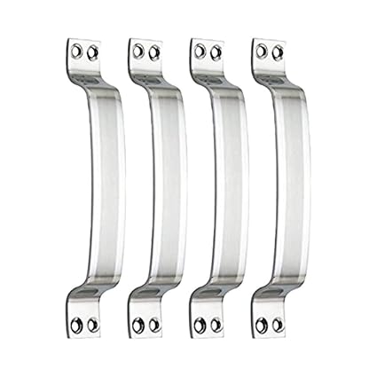 Sun Shield Stainless Steel for Home & Kitchen Doors/Cabinet/Window Handles - D Curve - 4 inch - Set of 4 pcs