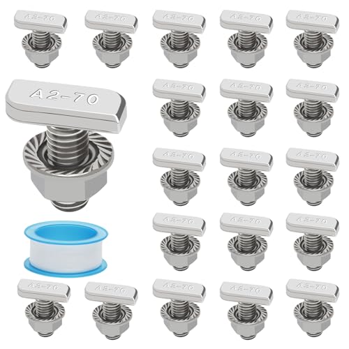 KQDRAVINE 20 Vis à Tête Marteau M8x20 en Acier Inoxydable, Vis à Tête Marteau avec Écrous à Denture M8, Écrous à Bride, Jeu deVis àTête Marteau pour Rail de Montage, Serre, Rail de Montage PV