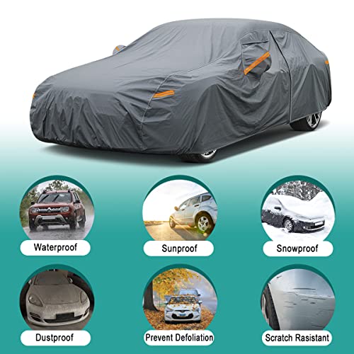 Gunhyi 16 Layers Car Cover All Weather Waterproof With Zipper, Universal Fit Hyundai Accent, Nissan Versa/240Sx, Audi A3, Kia Spectra, Acura Integra/Rsx, Chevrolet Cobalt, Dodge Colt Etc. #TOP3