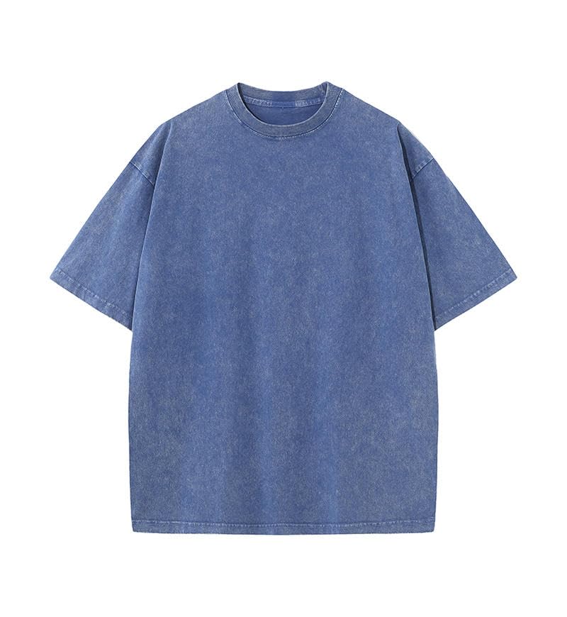 Image of Men's Oversized T-Shirts Cotton Unisex Short Sleeves Casual Loose Wash Solid Basic Tee Tops