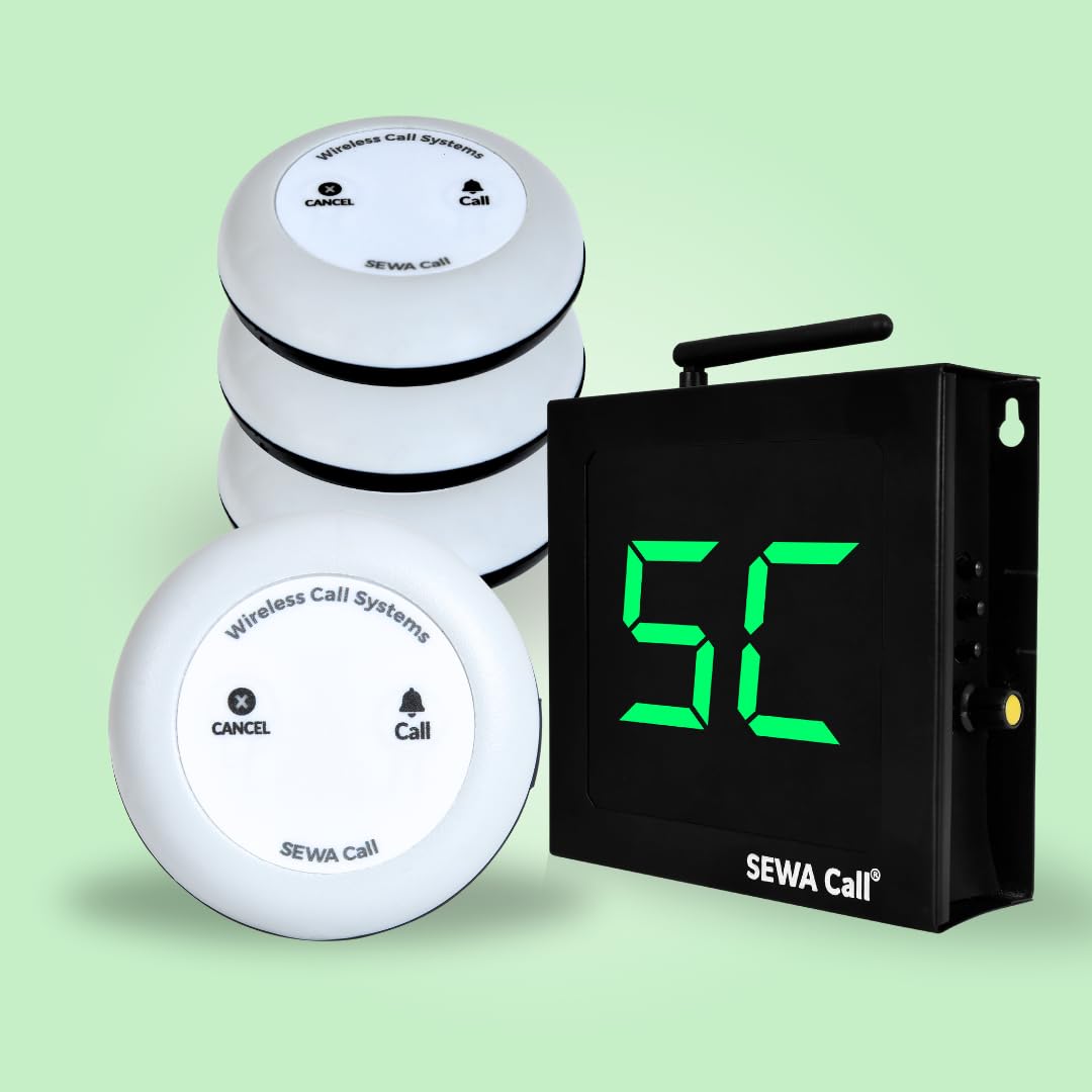 SEWACall Waiter Calling Systems, Peon Call Systems, Wireless Call Systems, 100% Plug&Play, for Restaurants, cafes, Bars,Offices, 4 Buttons and 1 Display-picture-23