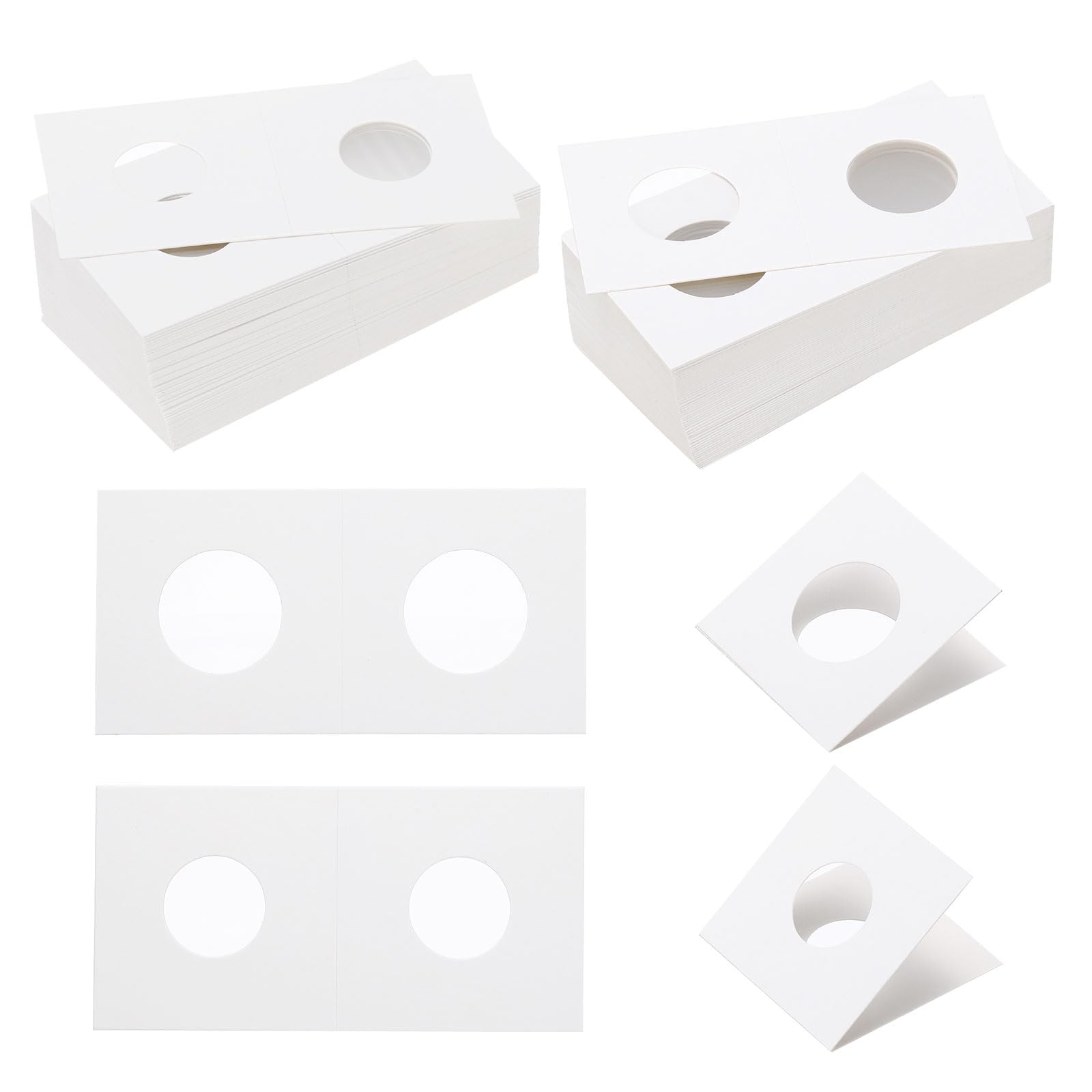 PATIKIL 2x2 Coin Flips, 100 Pack 20.5/25mm Cardboard Coin Holder Paper Coin Holders for Coin Collection Supplies Collector White