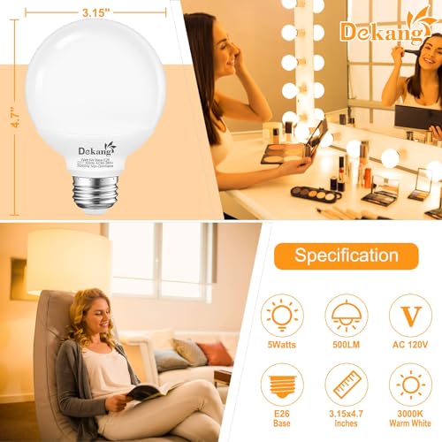 Image of 12 Pack G25 LED Bathroom Light Bulbs 3000K Soft White E26 Base 60W | 500LM, 5W, CRI 85+, Non-dimmable Standard Base LED Globe Light bulbs for Bathroom Vanity Mirror