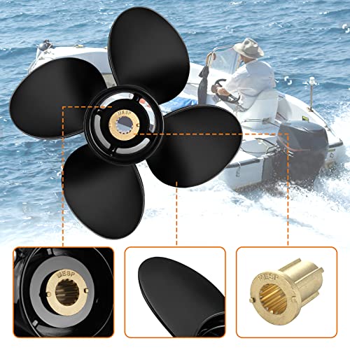 Image of Upgrade OEM Aluminum Boat Propeller Compatible with Mercury Engines 40hp 50hp 60hp 75hp 90hp 100hp 115hp 125hp,15 Spline,4 1 /4 inch Gearcase4 Blades,RH