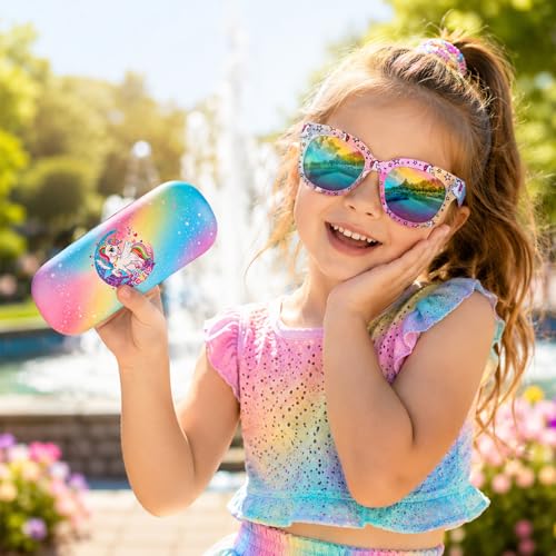Image of Kids Sunglasses Girls Unicorn Heart Eyeglasses UV Protection Toddler Sunglasses with Sunglass Case for Party Beach