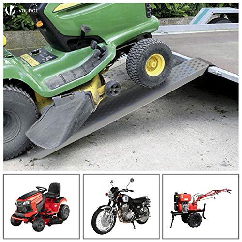Foto von VOUNOT 2X Auffahrrampe 400kg Verzinkter Stahl, rutschfest Laderampe für Motorrad, Anhänger, Rasenmäher, Rasentraktor, Länge 135cm