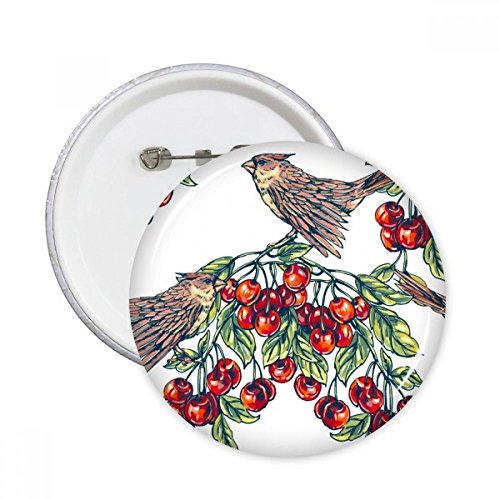 Badge bouton oiseau fruit vert lot de 5 broches rondes pour vêtements