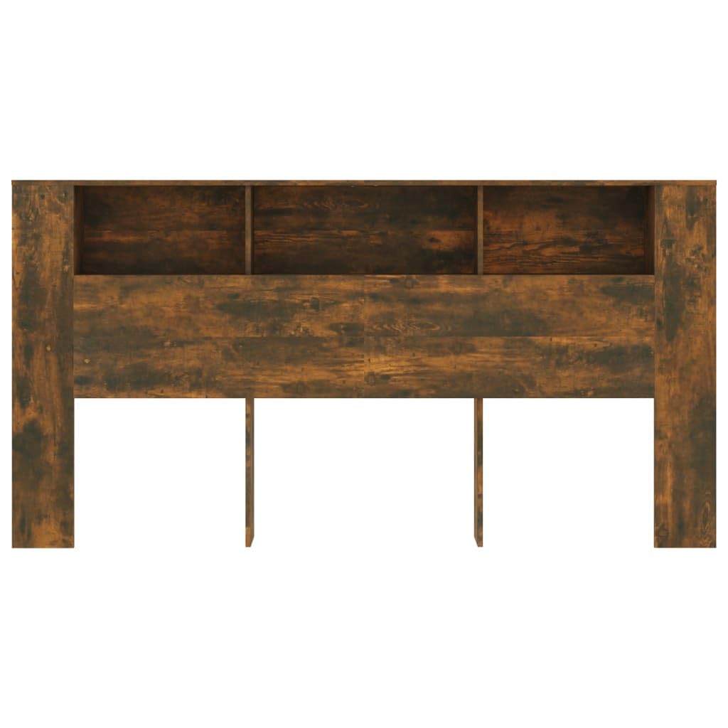 vidaXL Headboard Cabinet Home Indoor Bedroom Bookcase Headboard Cabinet Wooden Storage Bed Backboard Footboard Furniture Bed Accessory Smoked Oak - Image 5