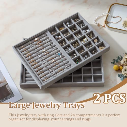 Image of Large Velvet Jewelry Tray Display Drawer Inserts 2 Pack